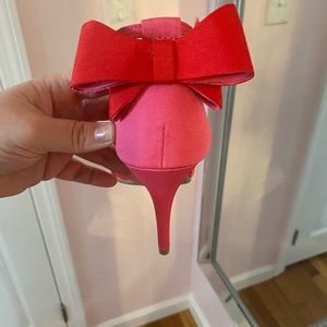 Pink and red bow heels